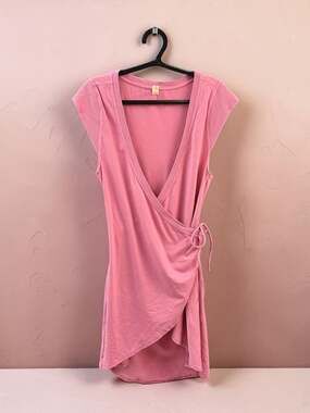 Daily Practice by Anthropologie Pink Wrap Mini Dress Size S